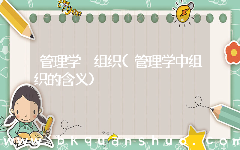 管理学 组织(管理学中组织的含义)